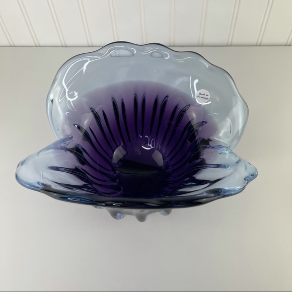 Unikat Van Eyk Signed & Numbered German Mid-century Fluted Purple Glass Bowl - Picture 2 of 14